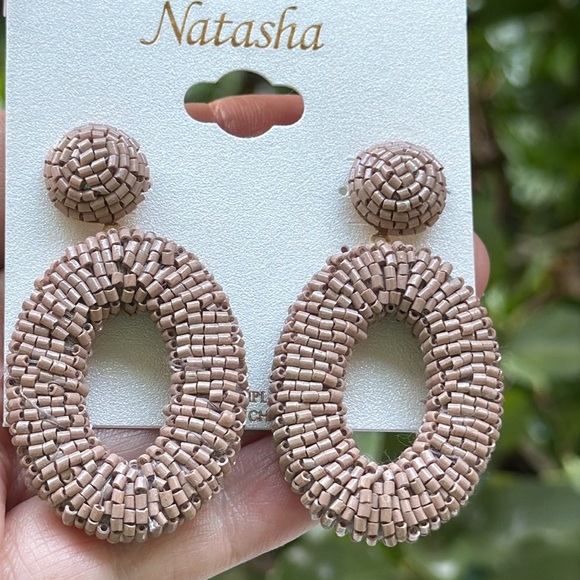 Natasha Tan Beaded Earrings with Textured Drop Design - Picture 11 of 13